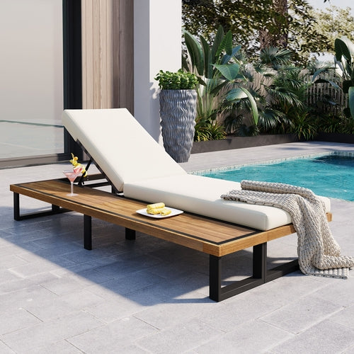 Outdoor Chaise Lounge Chair with 5-Position Adjustable Backrest