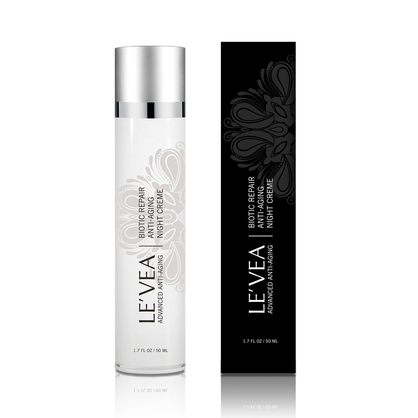 Levea biotic repair night creme bottle and packaging on a white background