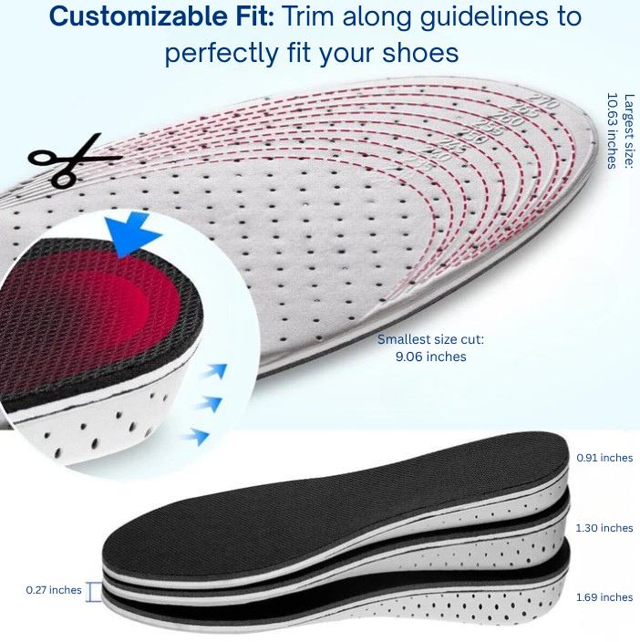 Men and Women Invisible Height Increase Insoles - Heel Lift Shoe Inserts (1 Pair / 2 Pcs)