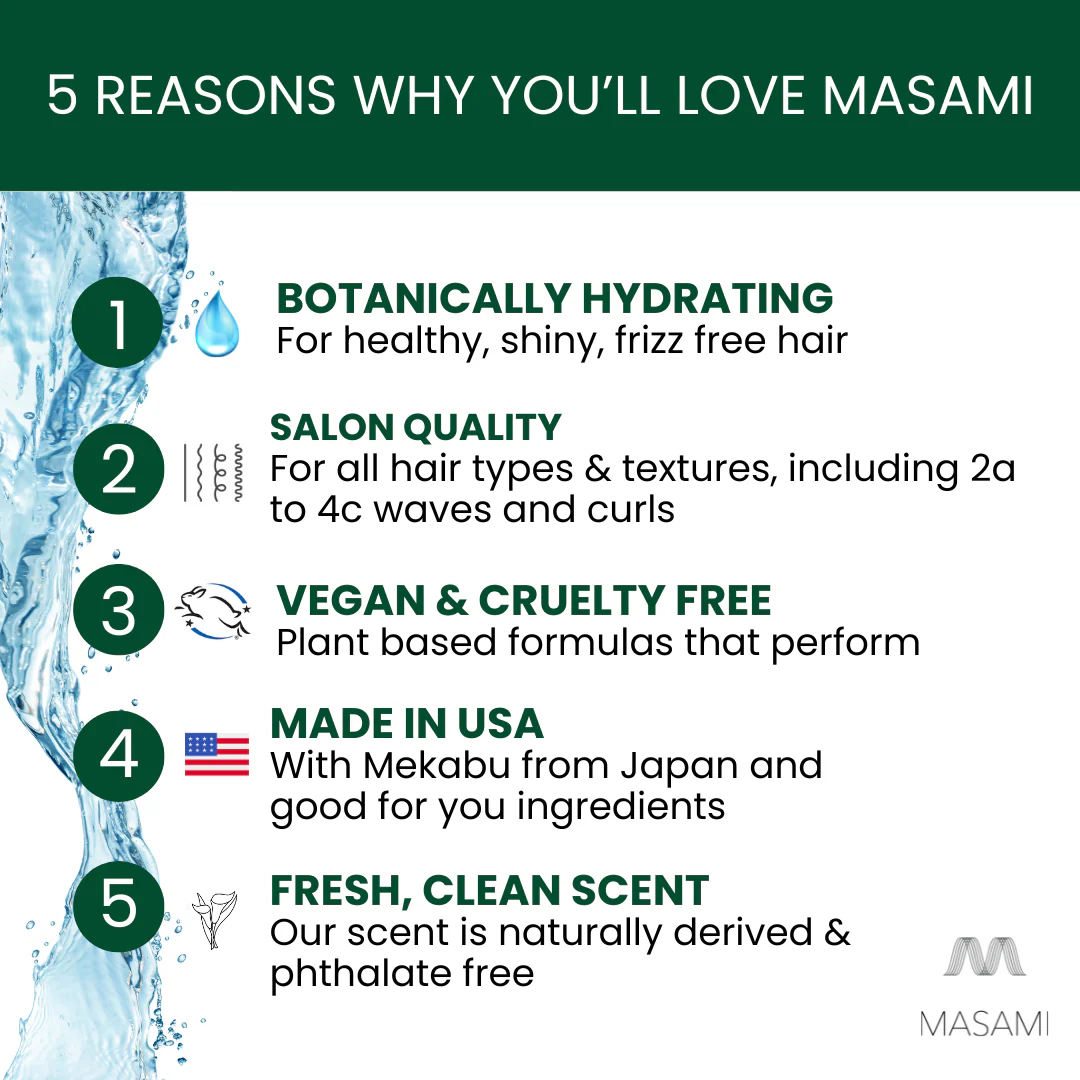 List of reasons why someone might love a product called Masami, with a focus on botanical hydration and vegan/cruelty-free qualities.