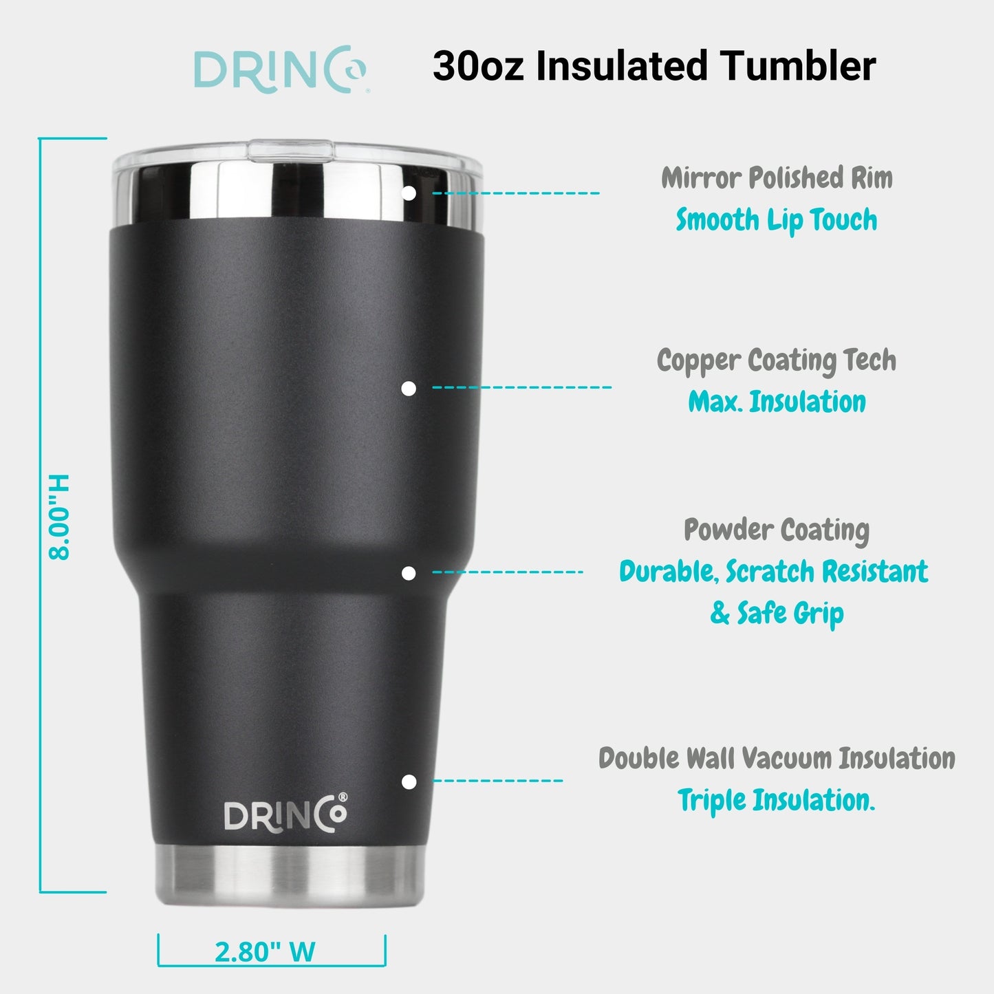 DrinCo 30oz Insulated Tumbler Features and Benefits