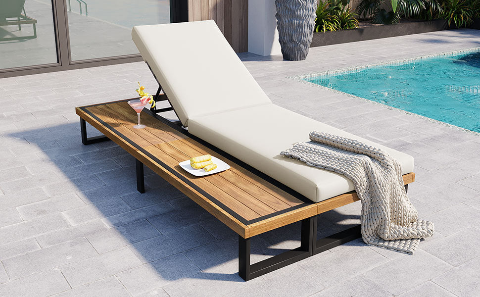 Outdoor Chaise Lounge Chair with 5-Position Adjustable Backrest