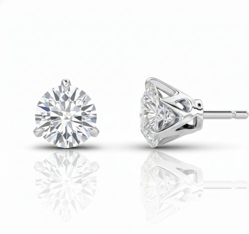 Diamond stud earrings on a white background