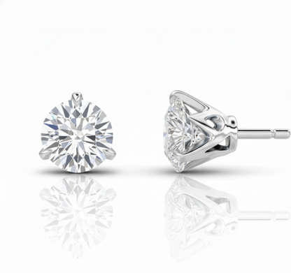 Diamond stud earrings on a white background