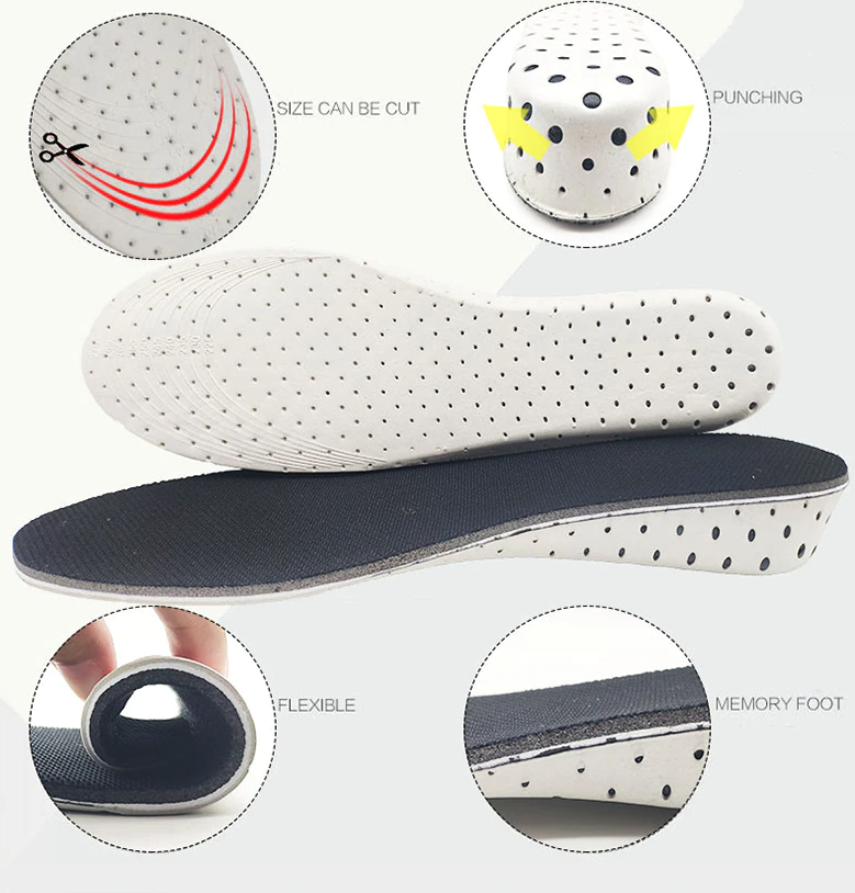 Heel Inserts, showing flexibility and area to be cut for size. 
