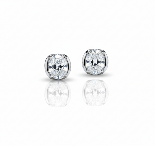 Flora Silver Stud Earrings on a white background