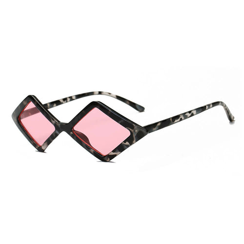 Sunglasses with pink lenses and tortoiseshell frame on a white background