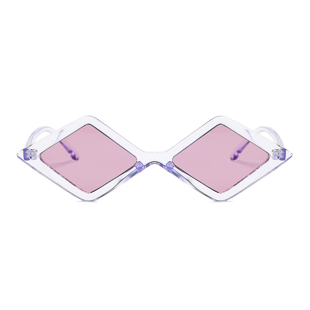 Foldable sunglasses with pink lenses on a white background