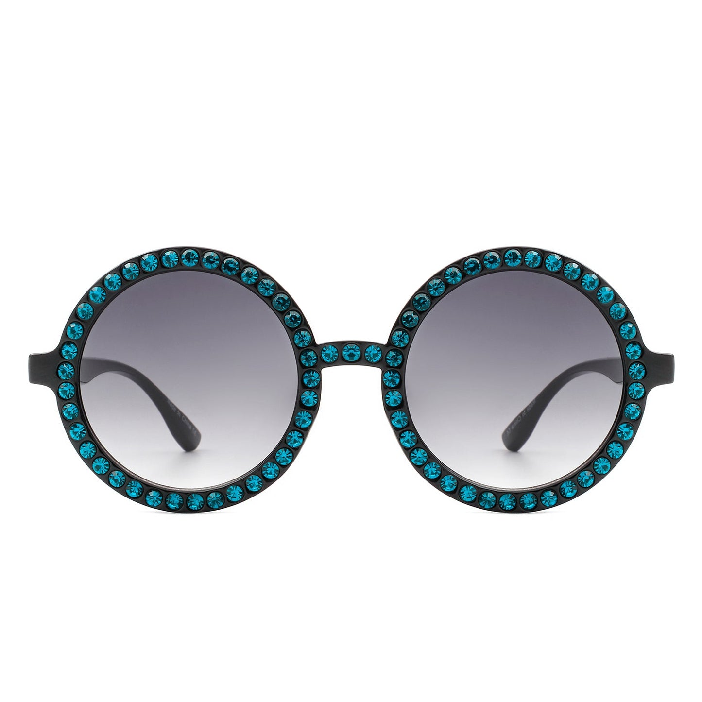 Sunglasses with blue gemstones on a white background