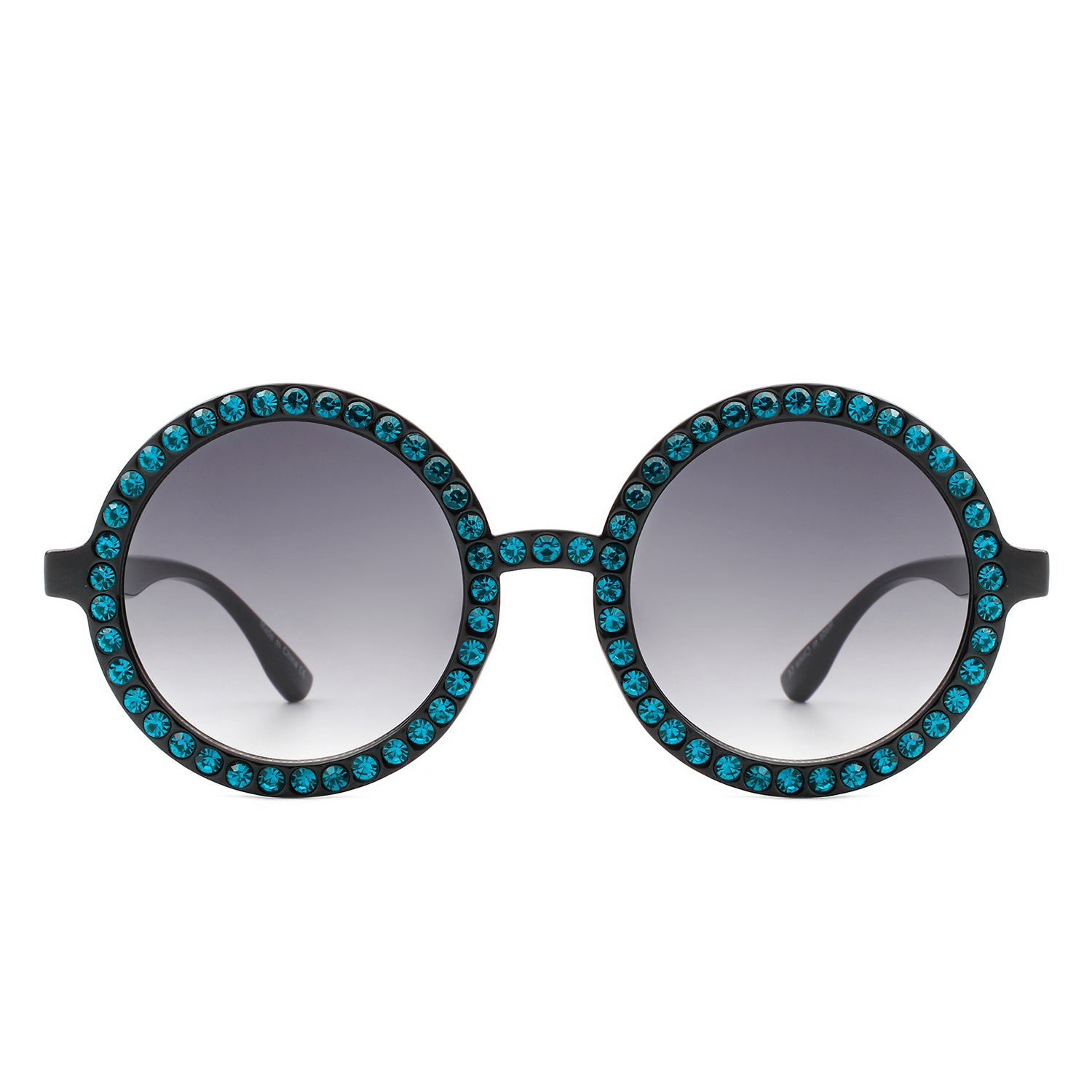Sunglasses with blue gemstones on a white background