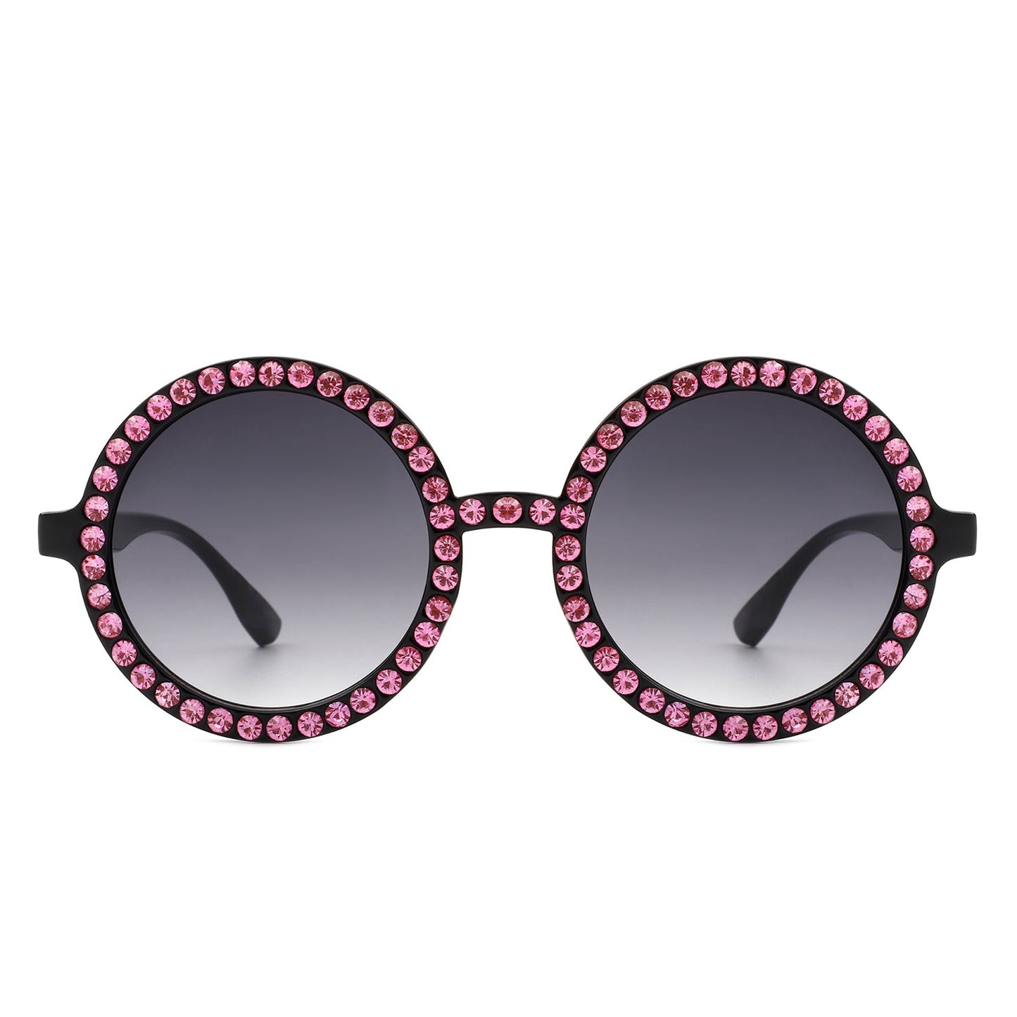 Sunglasses with pink gemstones on a white background