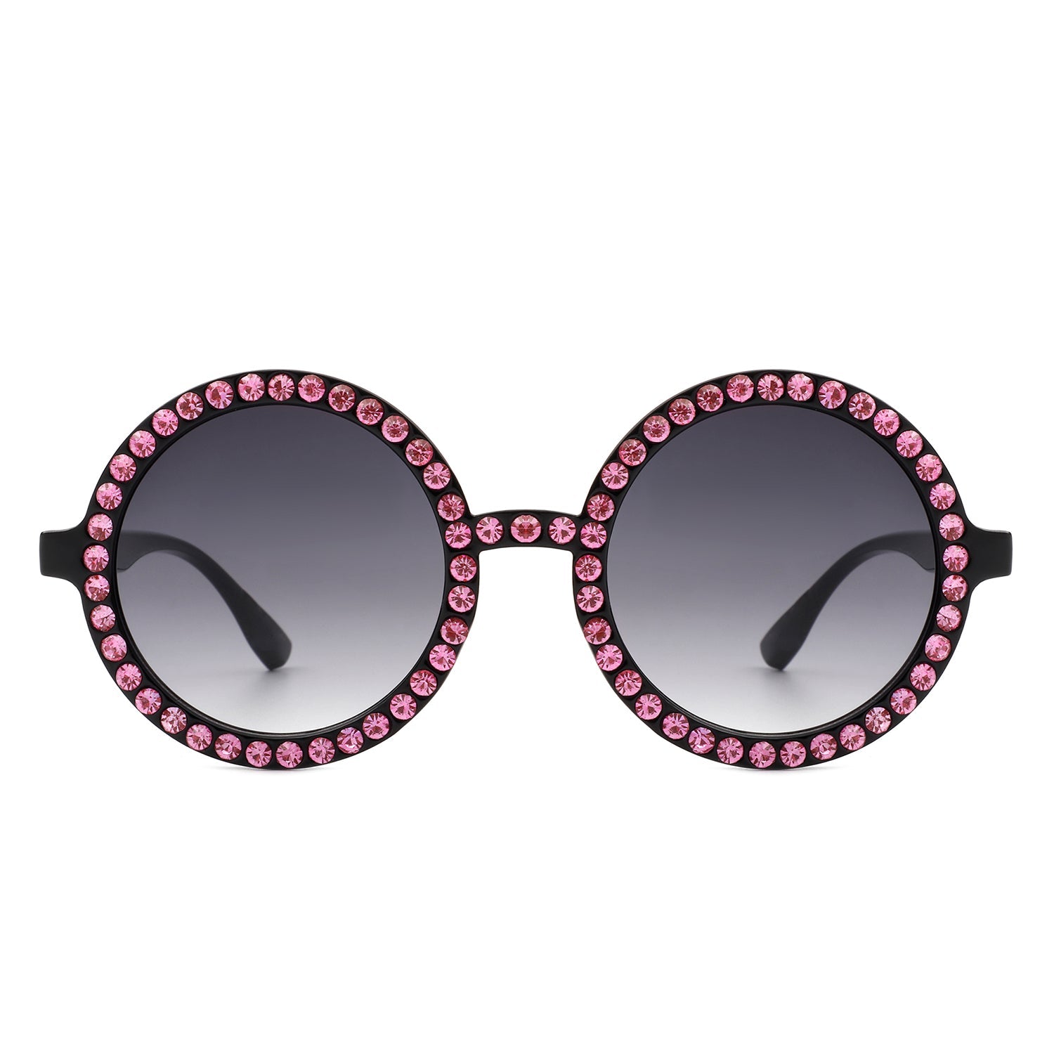 Sunglasses with pink gemstones on a white background