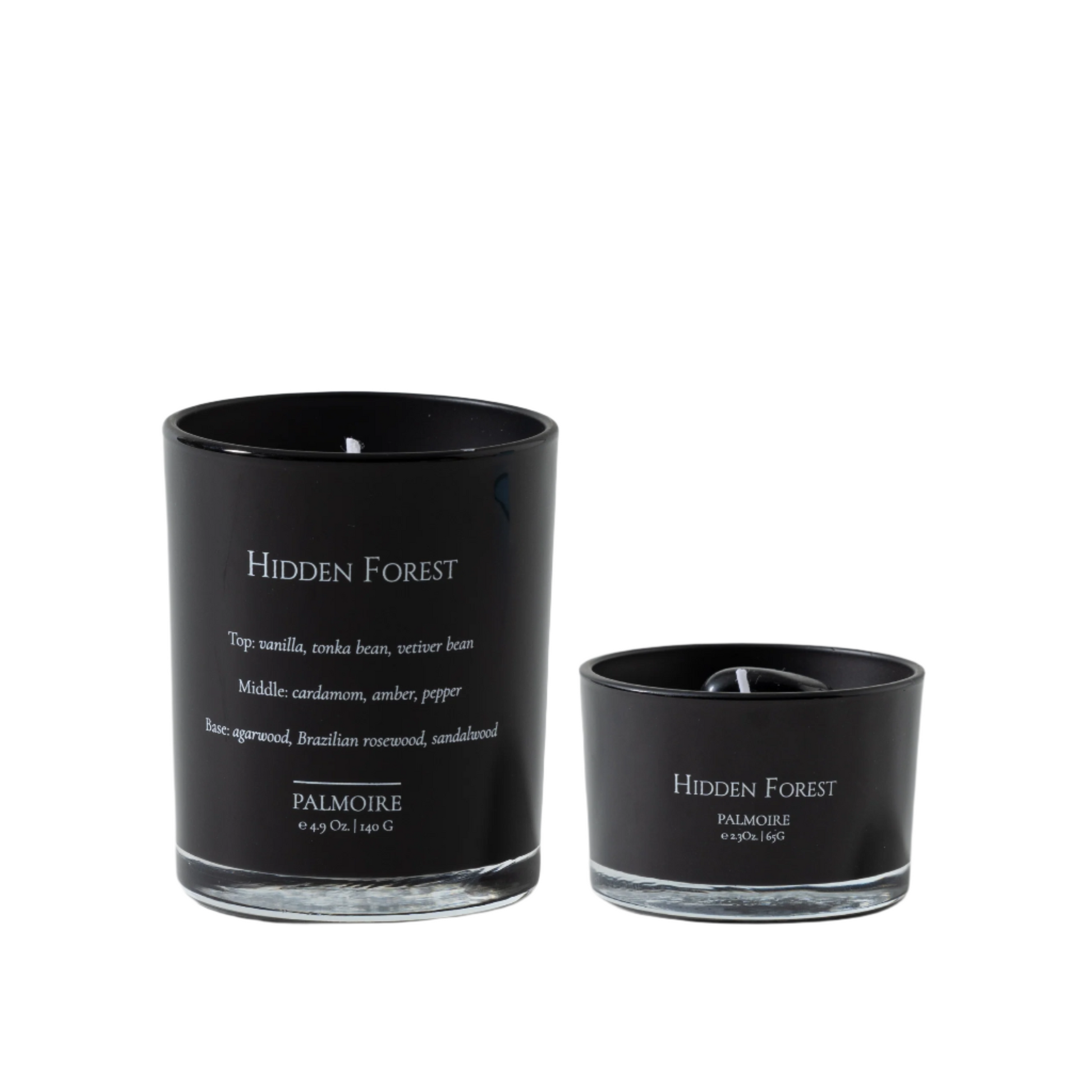 large and Small Candle Set "Hidden Forest " the smaller candle comes with a gemstone