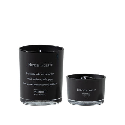 large and Small Candle Set "Hidden Forest " the smaller candle comes with a gemstone