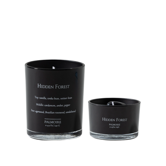 large and Small Candle Set "Hidden Forest " the smaller candle comes with a gemstone