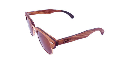 Englebert's Real Ebony and ZebraWood Sunglasses with Bamboo Case, Tea Polarized