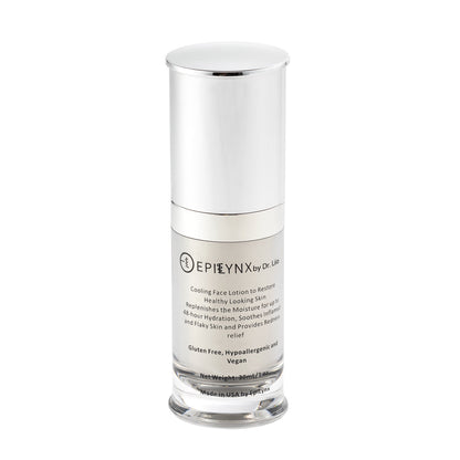 Skincare bottle of EpiLynx by Dr. Liia on a white background