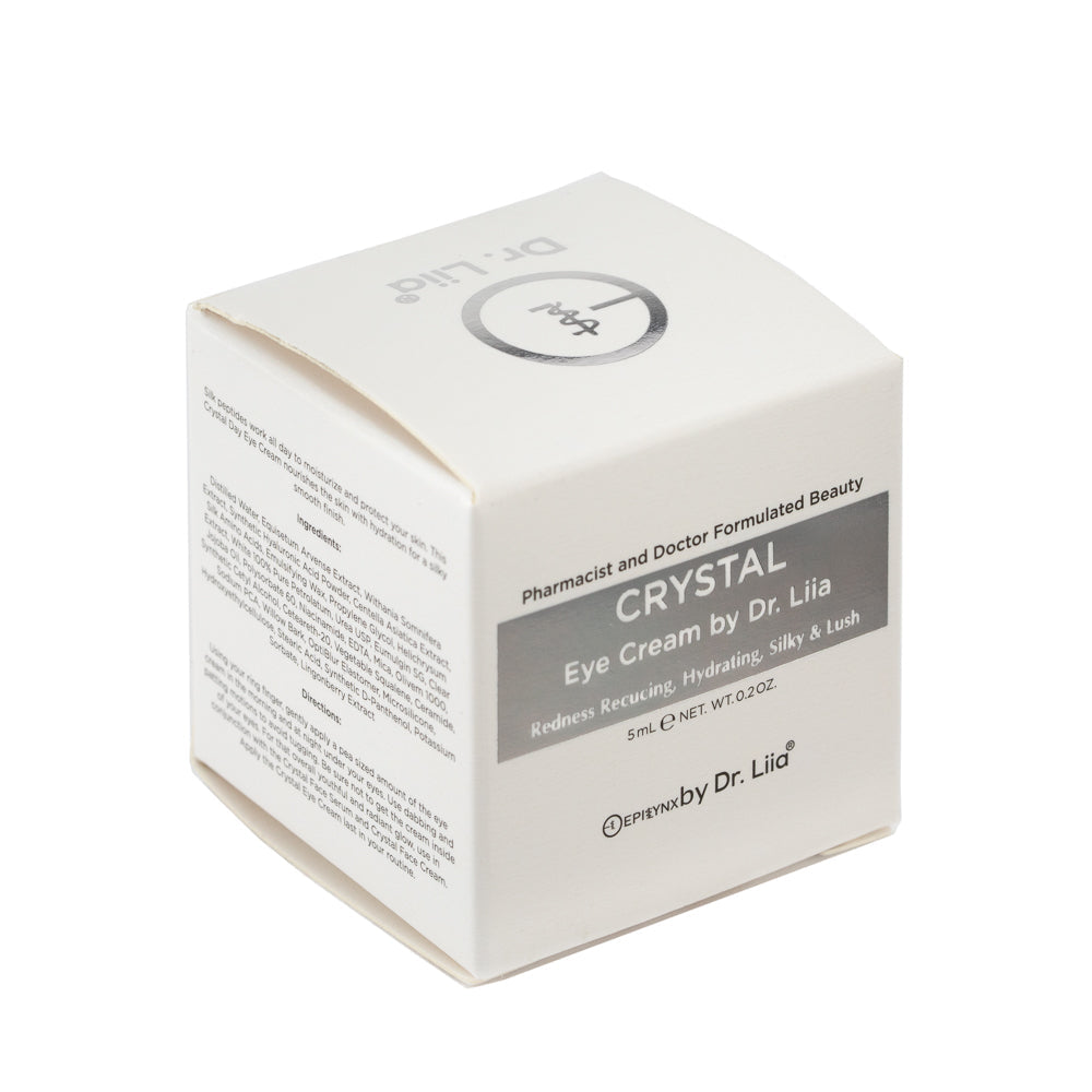 Box of Crystal Eye Cream by Dr. Liia on a white background