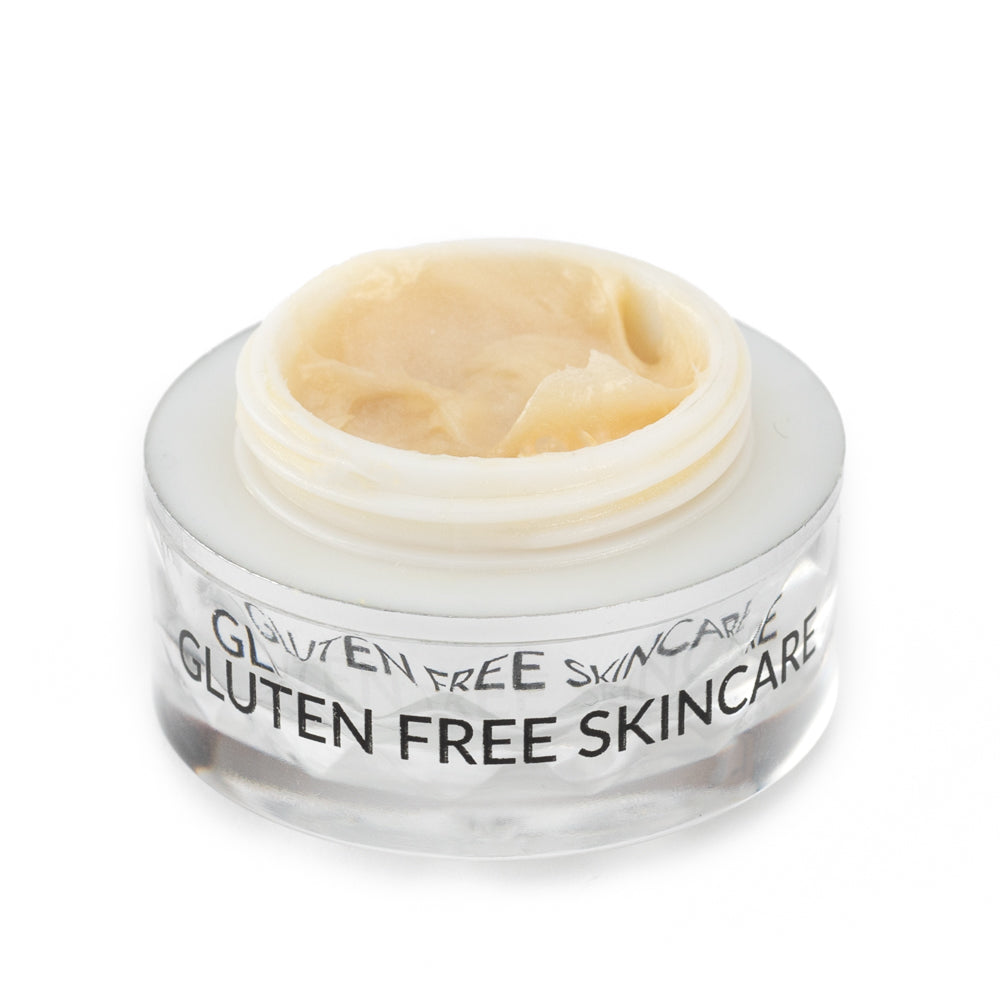 Jar of gluten-free EpiSilk eye cream on a white background