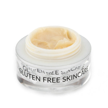 Jar of gluten-free EpiSilk eye cream on a white background