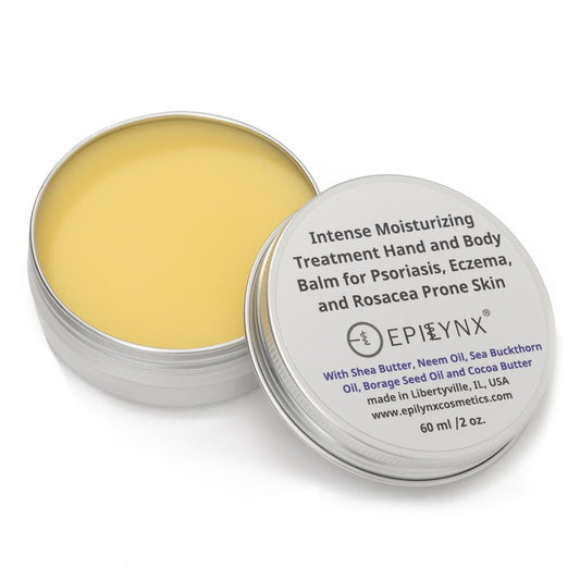 Epilynx balm with open lid on a white background