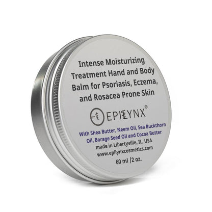 Epilynx balm container with label on a white background