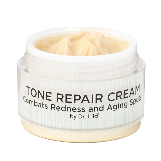 Jar of Tone Repair Cream by Dr. Liia on a white background