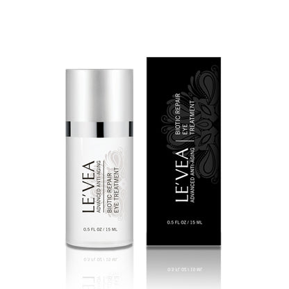 Le'Vea eye treatment bottle and packaging on a white background