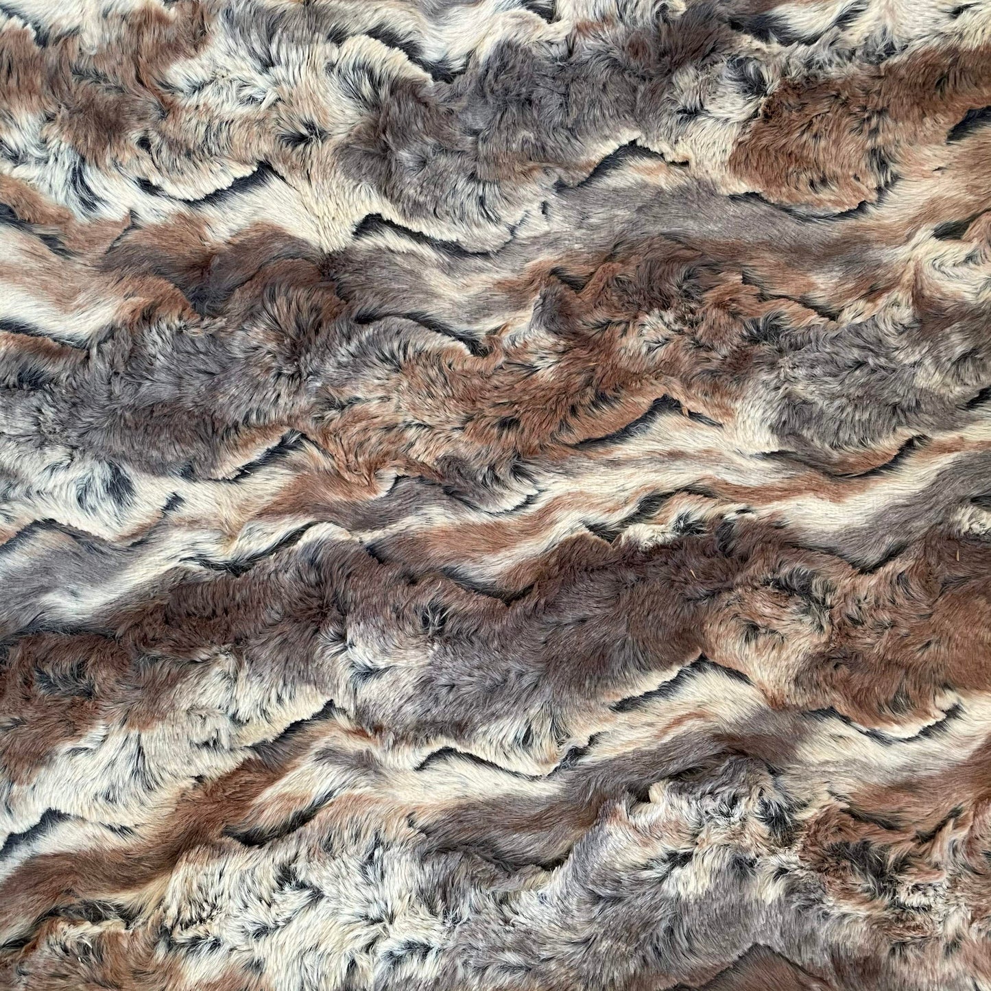 Close-up of brown and gray faux fur  texture