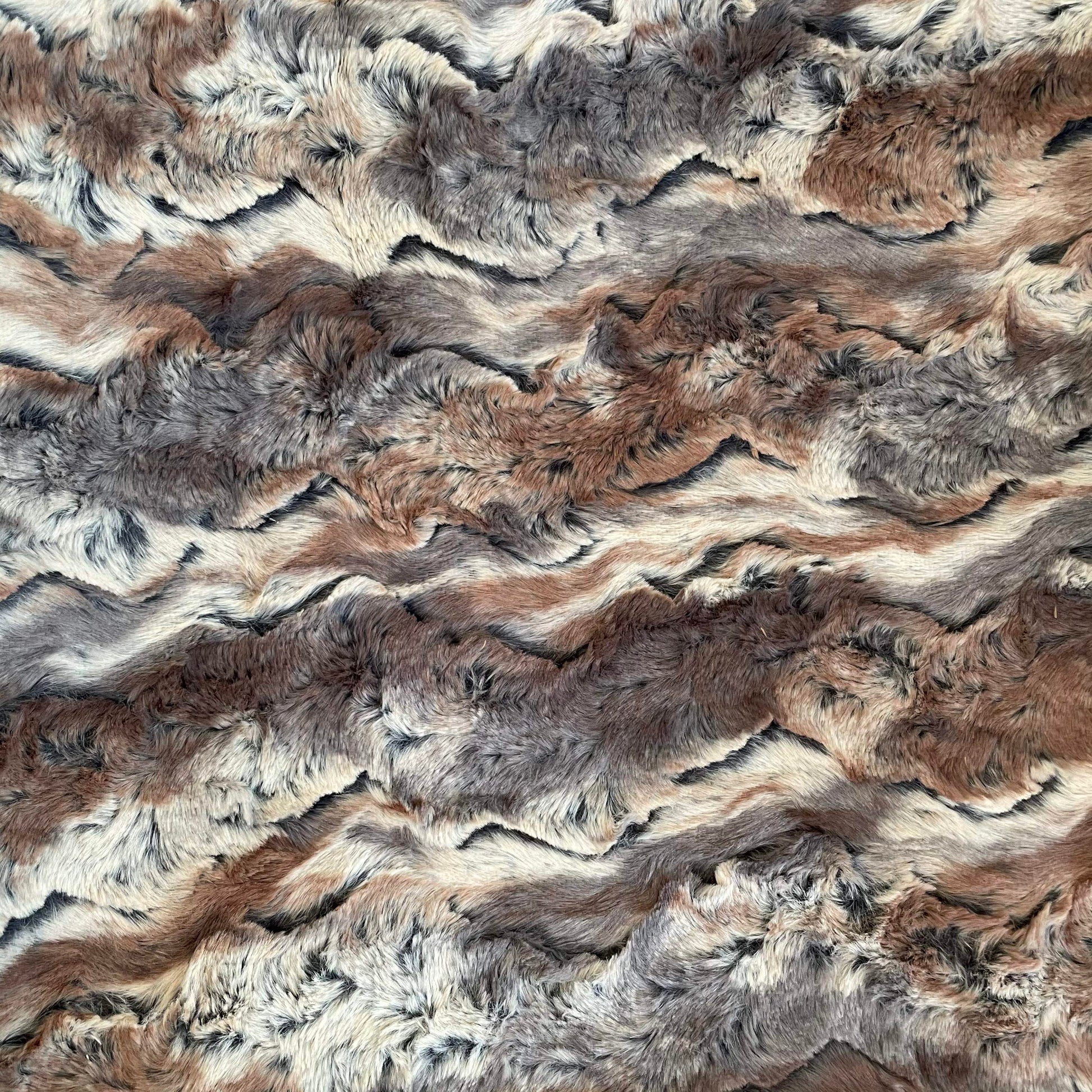 Close-up of brown and gray faux fur  texture