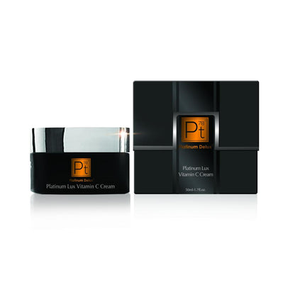 Platinum Lux Vitamin C Cream jar and packaging on a white background