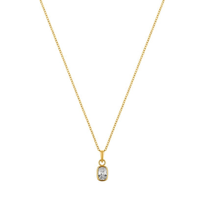 Gold necklace with a pendant on a white background