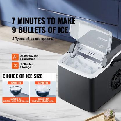 VEVOR Countertop Ice Maker: Quick Ice Production &amp; Self-Cleaning Convenience