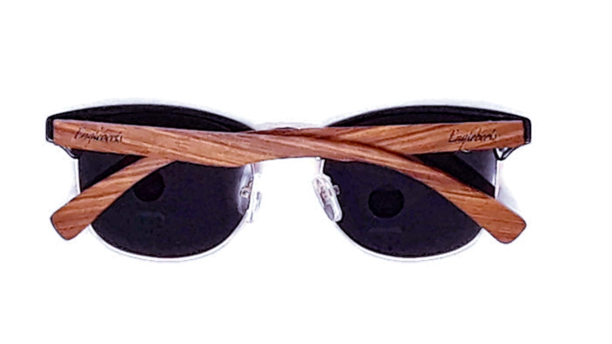 Wooden-framed sunglasses with 'Longhorn' branding on a white background