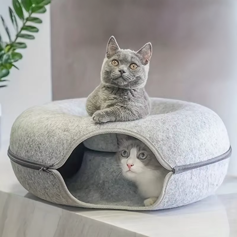 Felt Tunnel Cat Nest: Detachable, Washable, All-Season Bed