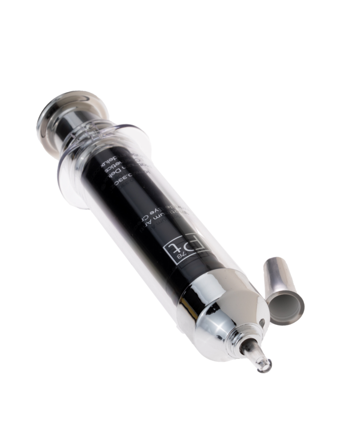 Platinum Syringe with a black barrel and silver plunger on a white background