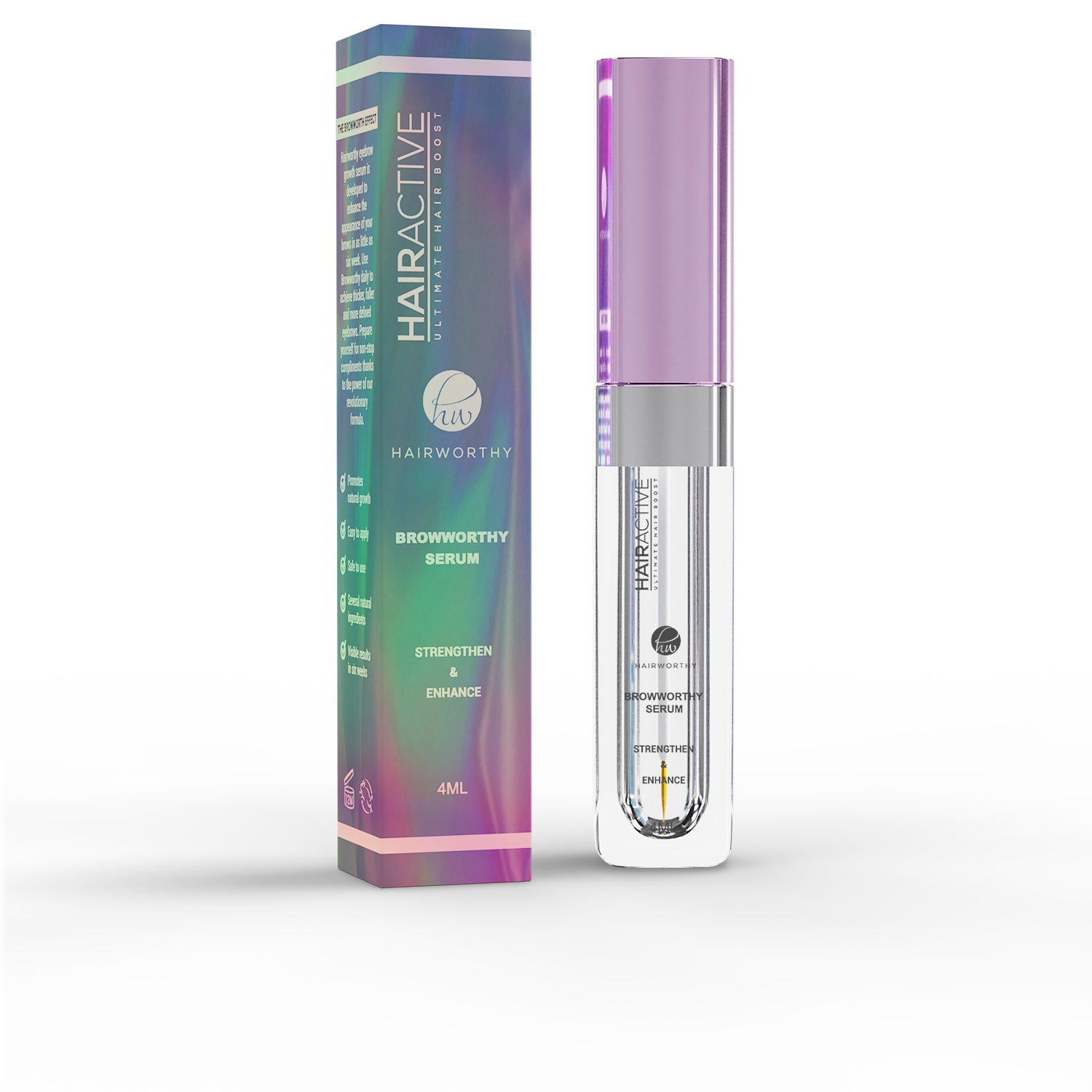 Hairactive serum bottle and packaging on a white background