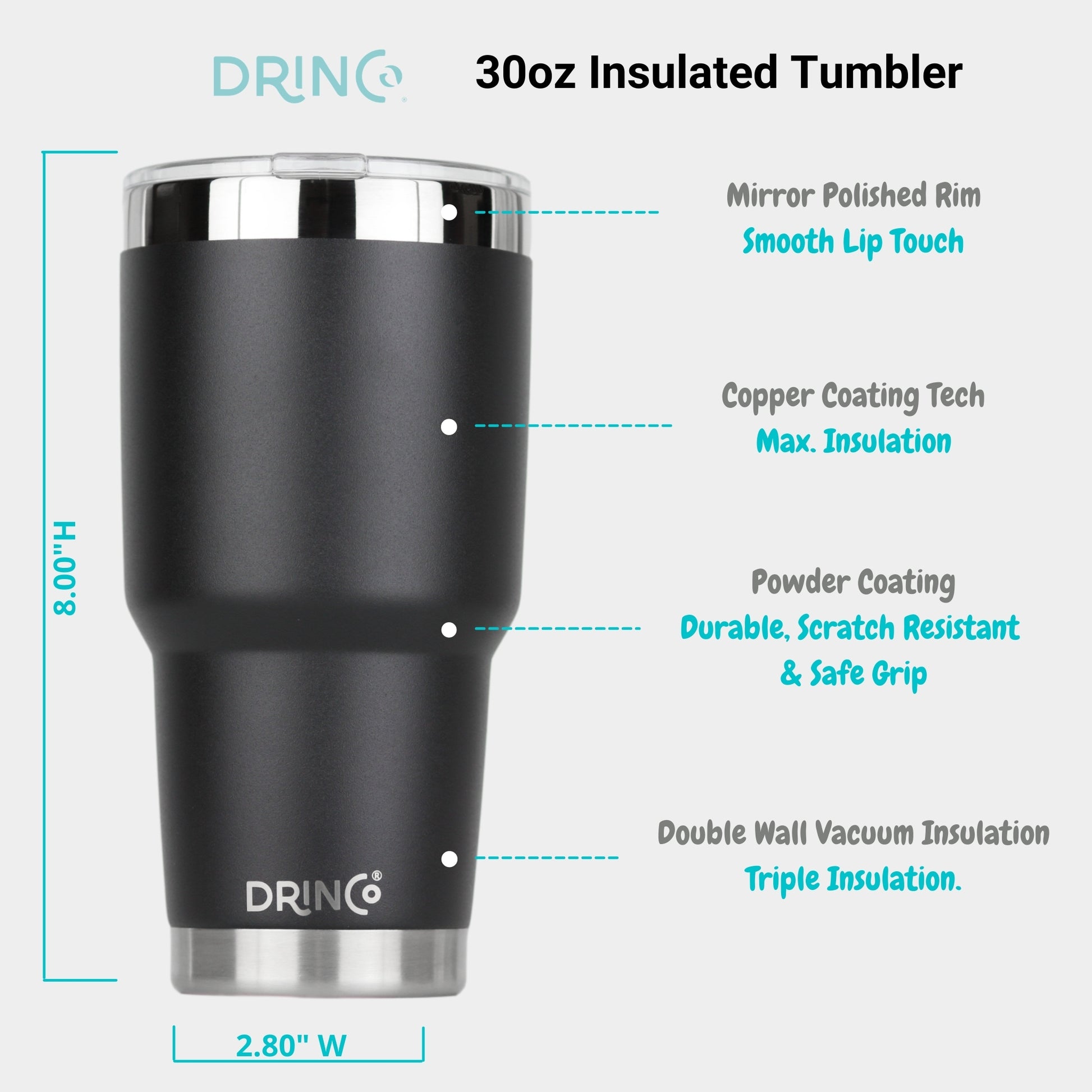 DrinCo 30oz Insulated Tumbler Features and Benefits