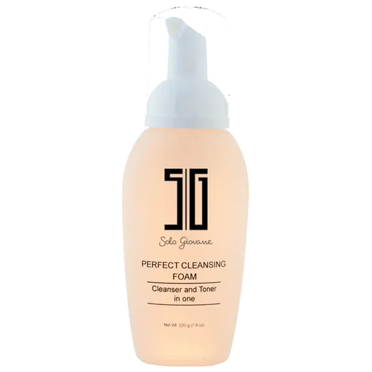 Bottle of Solo Giovanni Perfect Cleansing Foam on a white background