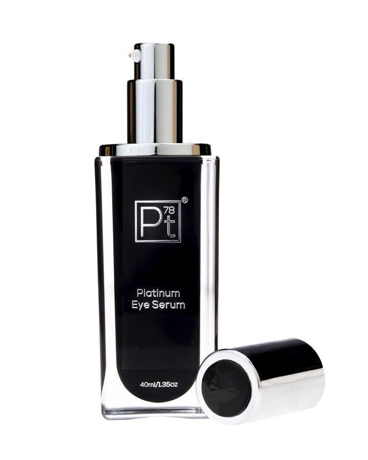 Platinum Eye Serum bottle with black and silver design on a white background