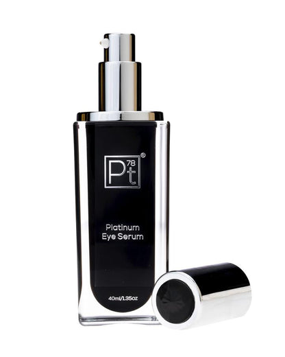 Platinum Eye Serum bottle with black and silver design on a white background