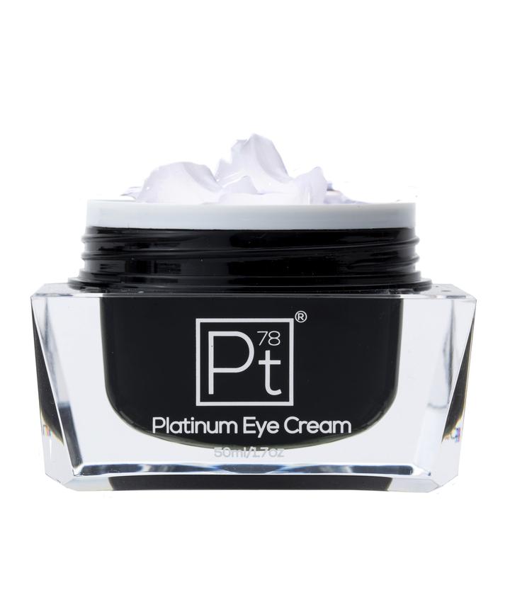 Platinum Eye Cream jar with white lid on a white background