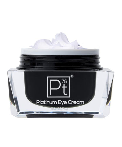 Platinum Eye Cream jar with white lid on a white background