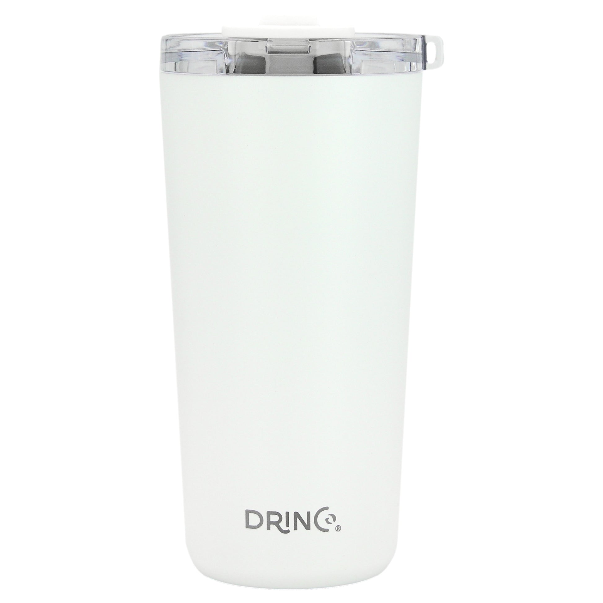 DRINCO® 20oz Insulated Tumbler Spill Proof Lid 2 Straws (Arctic White) on a white background, featuring the brand 'DRINCO'.