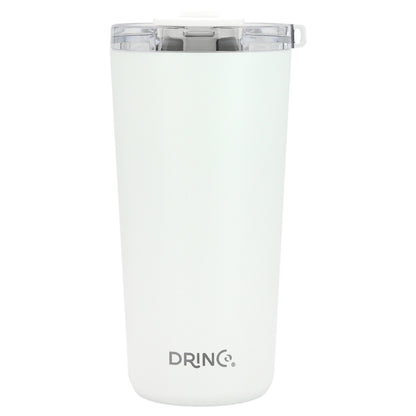DRINCO® 20oz Insulated Tumbler Spill Proof Lid 2 Straws (Arctic White) on a white background, featuring the brand 'DRINCO'.