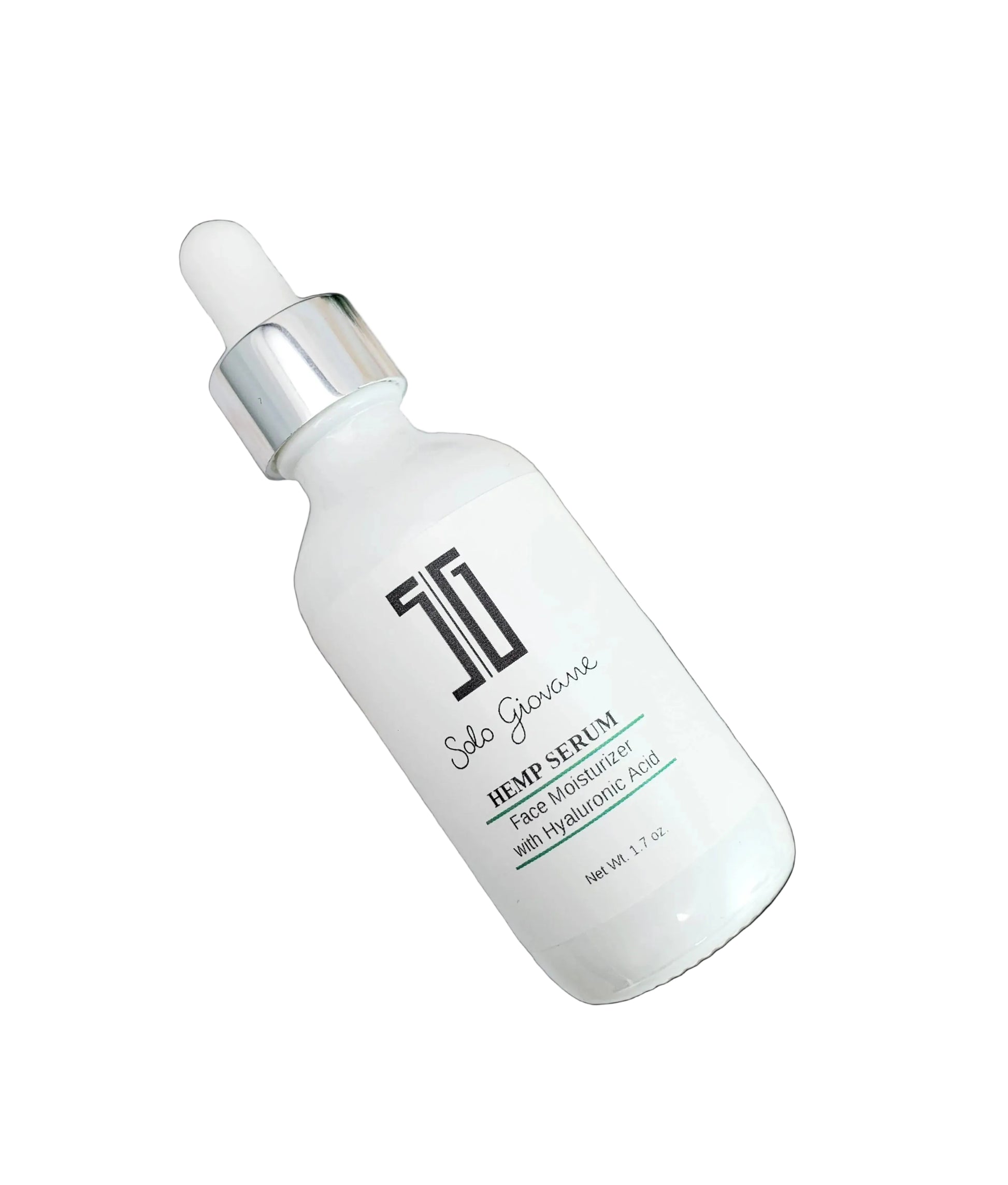 5G Solo Giovanne Skincare serum bottle on a marble surface with green leaves