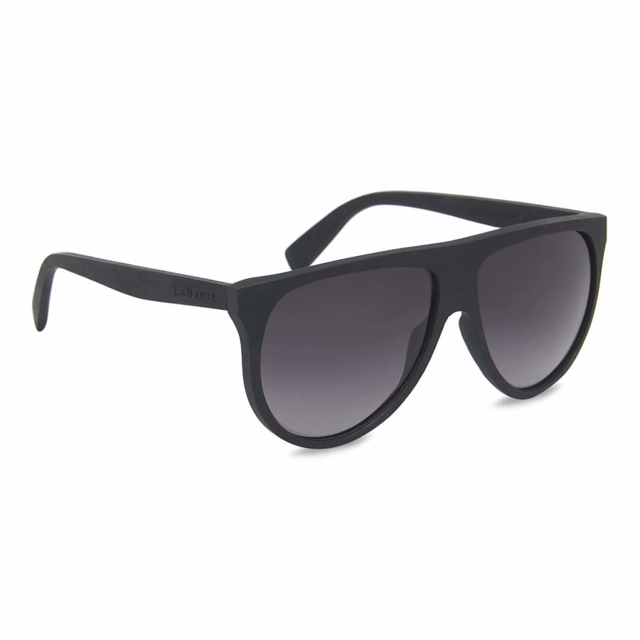 Black sunglasses with a gradient lens on a white background