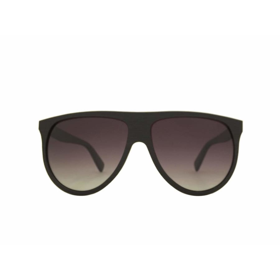 Black sunglasses with gradient lenses on a white background