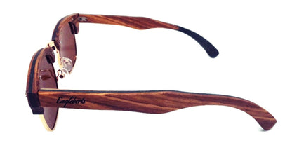 Englebert's Real Ebony and ZebraWood Sunglasses with Bamboo Case, Tea Polarized