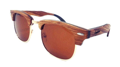 Englebert's Real Ebony and ZebraWood Sunglasses with Bamboo Case, Tea Polarized